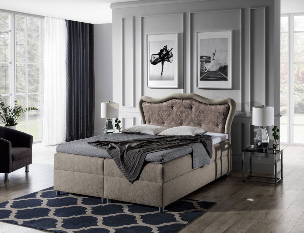 Boxspringbett 160x200 GURI - braun + GRATIS Matratzenauflage