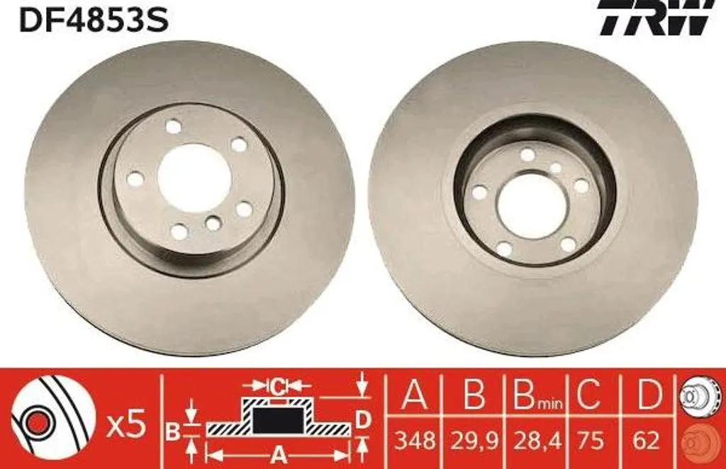 Disque de frein avant ventilé pour BMW X5 E70 et X6 E71 TRW DF4853S
