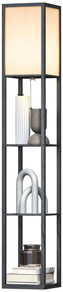 HOMCOM Stehleuchte mit Regalen Innenbeleuchtung Stehlampe Produktbild 
