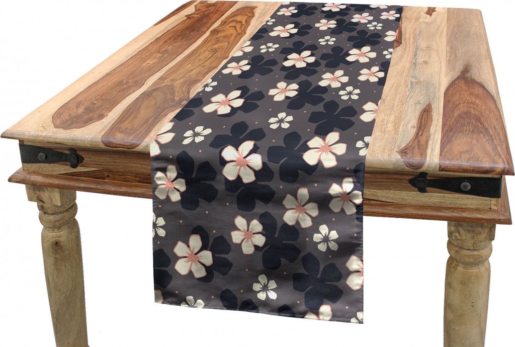 ABAKUHAUS Sakura Tischläufer, Kontinuierliche Cherry Blossom, Esszimmer Küche Rechteckiger Dekorativer Tischläufer, 40 x 300 cm, Dunkelgrau Blush