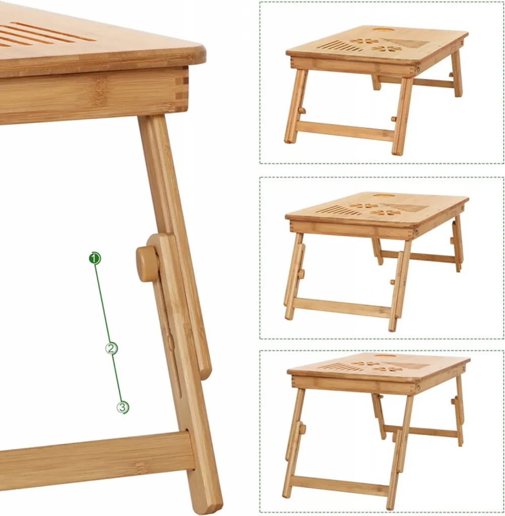 Table Ordinateur Portable Bambou 61cm : Fini la Surchauffe et le Mal de Dos