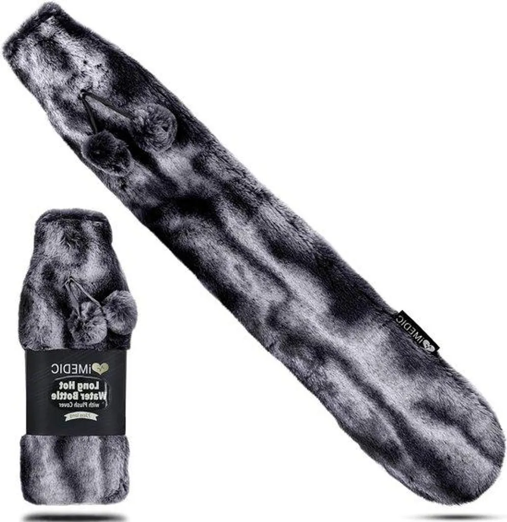 Bouillotte 2L pour Réchauffer le Lit - Housse Douillette Gris Foncé