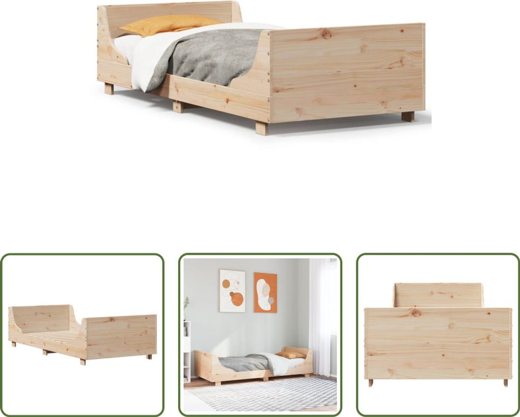 The Living Store Massivholzbett ohne Matratze 90x200 Kiefernholz