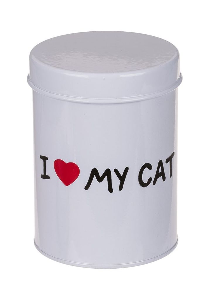 Runde Metalldose für Katzenfutter I love my Cat 13,5 x 10 x 10 cm