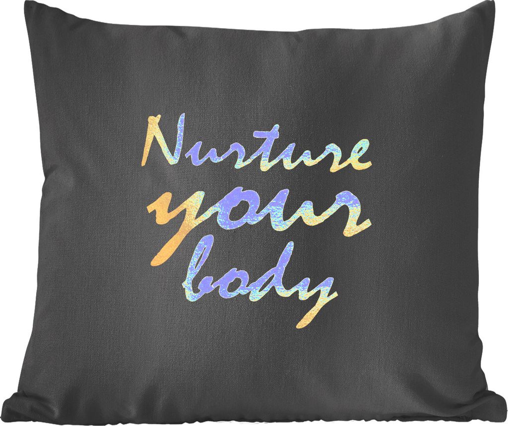 MuchoWow Zierkissen Sofakissen Wohnzimmer Dekokissen 40x40 cm Zitate - Gesund - Gold - Foto Kissen - Schlafzimmer Dekoration