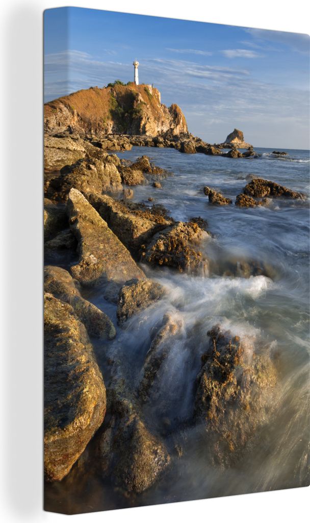 OneMillionCanvasses - Leinwandbilder - 90x140 cm, Ein Leuchtturm in der Ferne im Koh Lanta National Park, Thailand, Wandbilder Kunstdruck Wanddek...