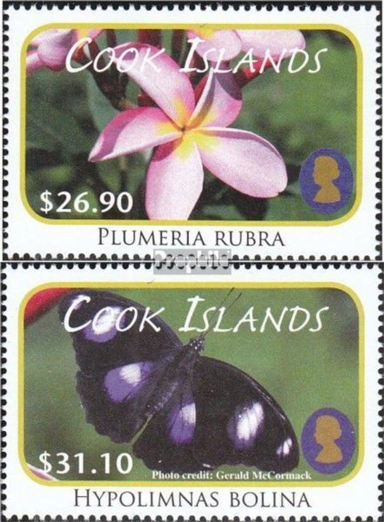 Briefmarken Cookinseln 2011 Mi 1716-1717 (kompl.Ausg.) postfrisch Pflanzen und Schmetterlinge