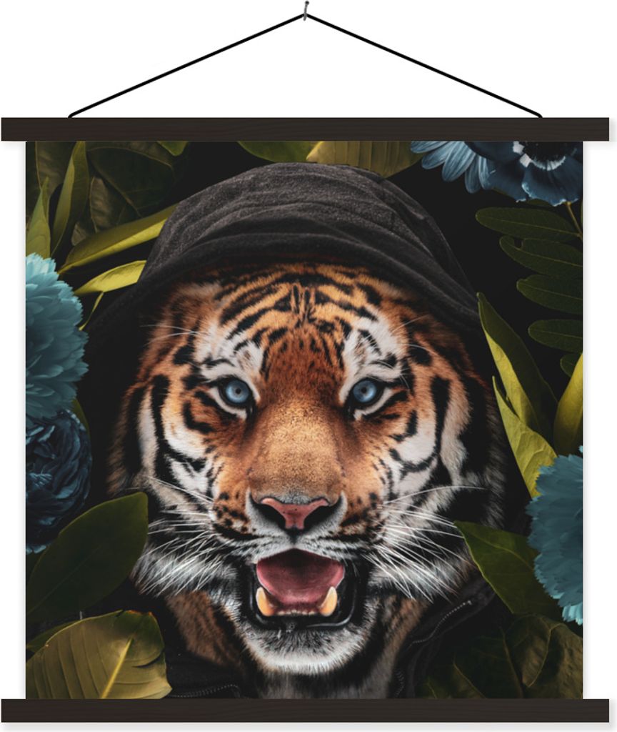 MuchoWow® Textilposter Tiger - Blumen - Kleidung 90x90 cm Produktbild 