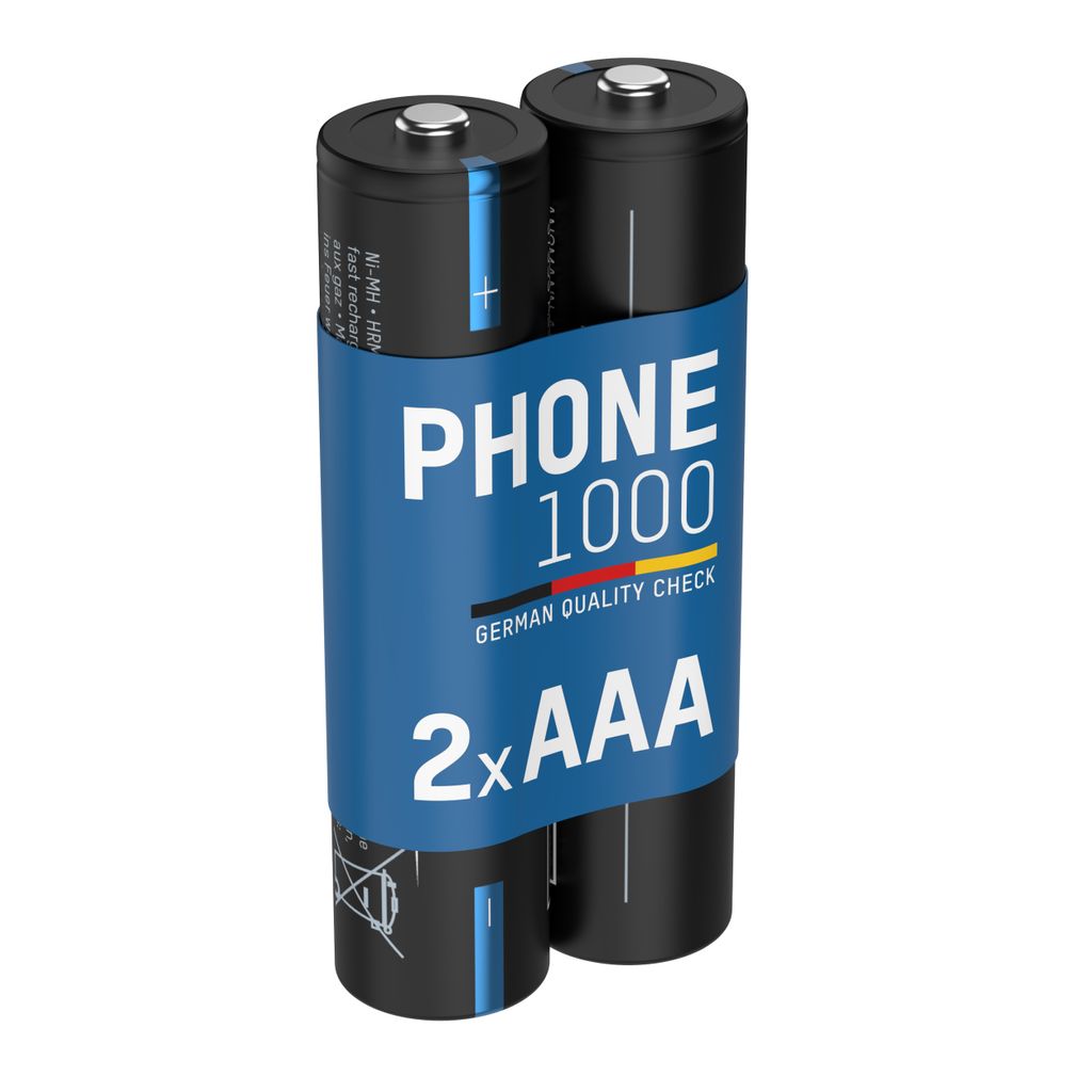 ANSMANN Telefon Akku Micro AAA, 950 mAh 1,2V, 2 Stück, leistungsstark