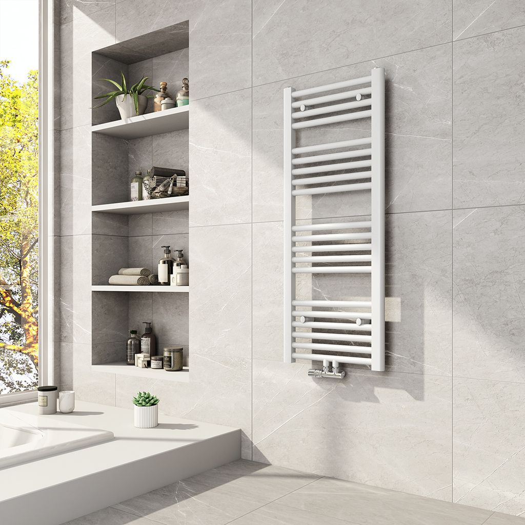 Meykoers Badheizkörper 1000x400x30mm Mittelanschluss 382 Watt Weiß, Handtuchtrockner Handtuchwärmer Design Heizkörper für Bad Heizung Radiator...