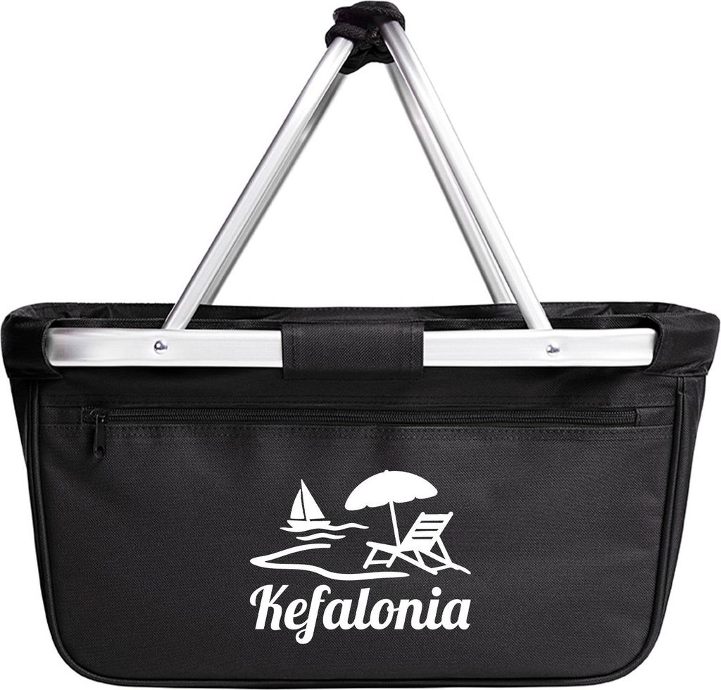 Huuraa Einkaufskorb Kefalonia Inselmotiv Griechenland 20 Liter Black faltbarer Tragekorb Geschenkidee