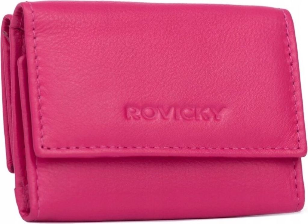 Rovicky | Elegante, Damen Geldbörse, mit Lederverschluss, Rosa, 10.5x7.5 cm