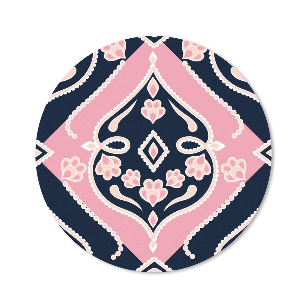 MuchoWow Mauspad Mousepad Blumen - Rosa - Ornament - Entwurf 30x30 cm - Mousepads - Maus Mat - Pad - Mausunterlage - Tischunterlage - Schreibtisc...