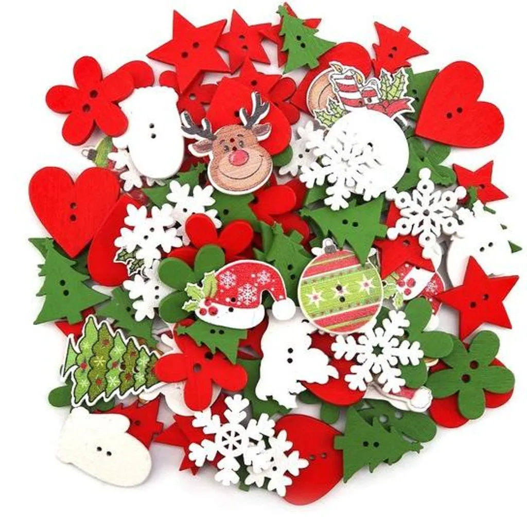 Boutons de Couture de Noël en Bois pour Loisirs Créatifs et Mercerie