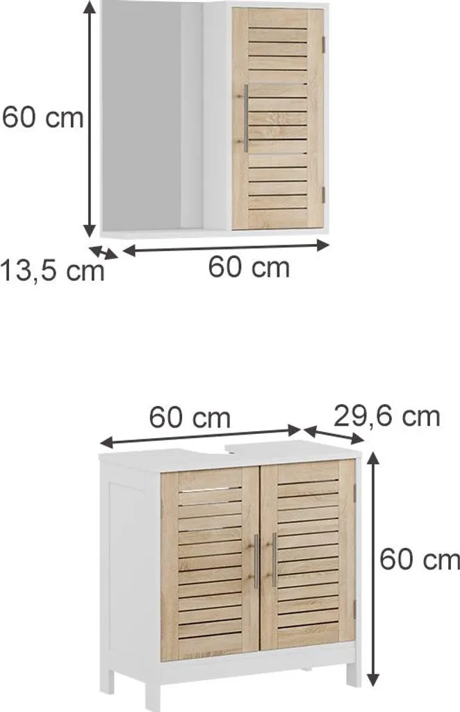Arredo Bagno Vicco Looma 2 Parti: Mobile Sottolavabo e Specchio Quercia - 2