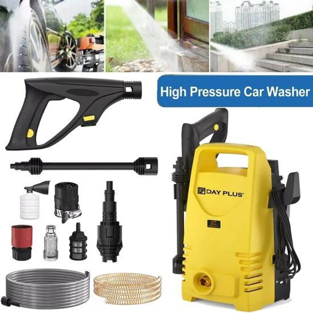 Nettoyeur haute pression 1600W jaune - 110 bars, câble 7m, compact
