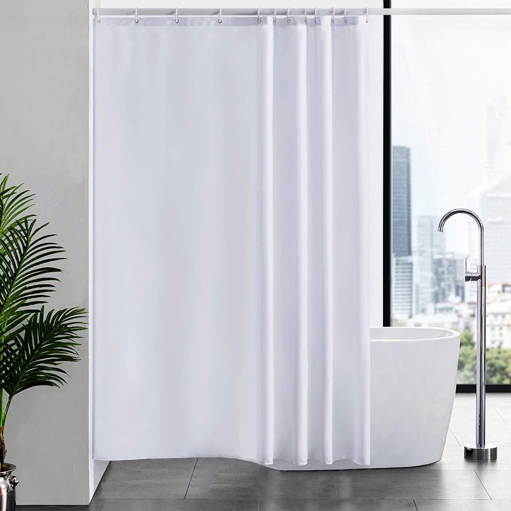 Duschvorhang 180x200 cm, Badezimmervorhang für Badewanne und Dusche, Textilvorhang, wasserdicht und schimmelresistent, waschbar, mit 12 Duschvorha...