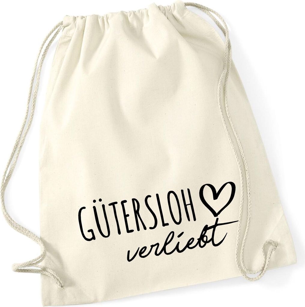 Huuraa Turnbeutel Gütersloh verliebt 12 Liter Natural Baumwolle Rucksack Geschenkidee