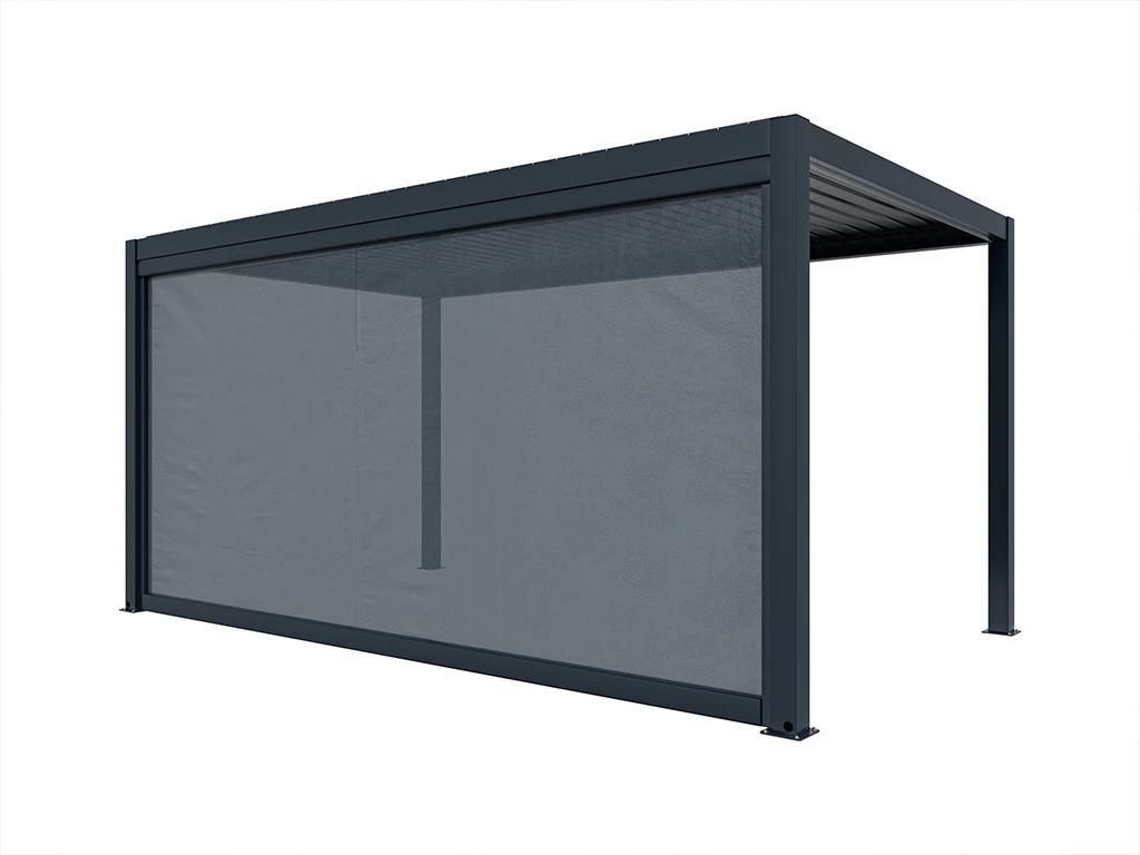 Outgarden Anthrazit 3x3 Meter Sonnenschutzrollo für Alu Pergola Natura und Brisa, UV Schutz, Wetterschutz, Markise, Terrassendach, Schiebedach, Ve...