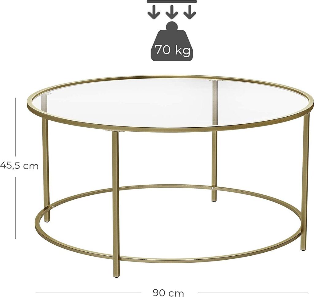 VASAGLE stolik kawowy ze złotą żelazną ramą Ø84 x 45,5 cm Zdjęcie produktu 10