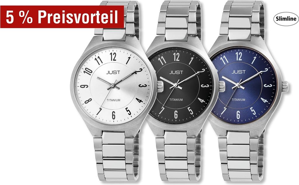 Just Damenuhr mit Gliederarmband, Titan, 5 ATM Produktbild 