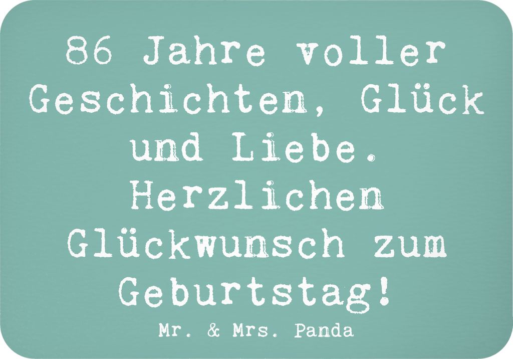 Mr. & Mrs. Panda magnet Spruch 86. Geburtstag - Meeresbrise - Geschenk, wertvolle Momente, Liebe, Notizhalter, Geburtstagsgeschenk, Kühlschrankmag...