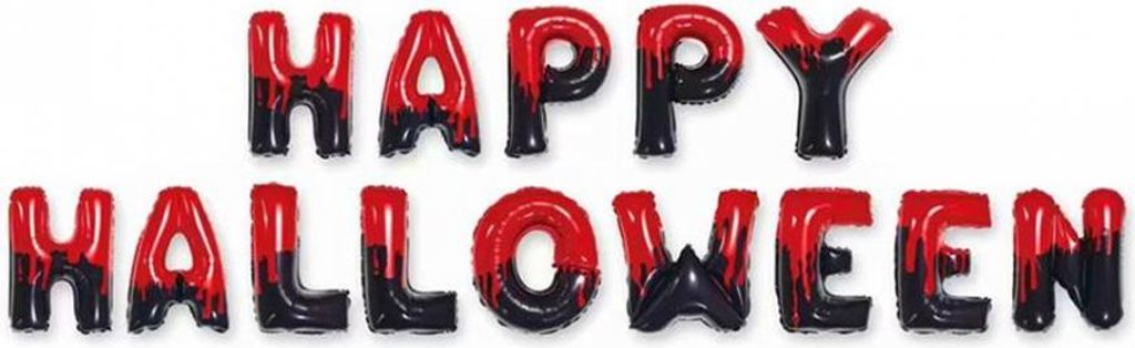 Schwarz-Rotglänzendes ";Happy Halloween"; Folienballon Set 14 tlg.