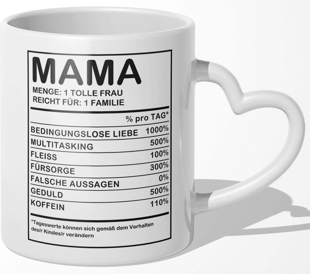 22Feels Mama Geschenk Muttertag Mutter Tasse Geburtstag Kaffeetasse Frauen Weihnachten Haferl Von Sohn Tochter (Herzhenkel Weiss)