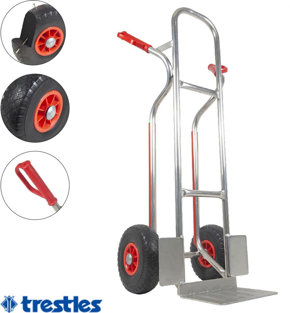 Trestles Profi Sackkarre S04 Alu – 150kg Tragkraft, Treppenrutschkufen, PolyurethanReifen