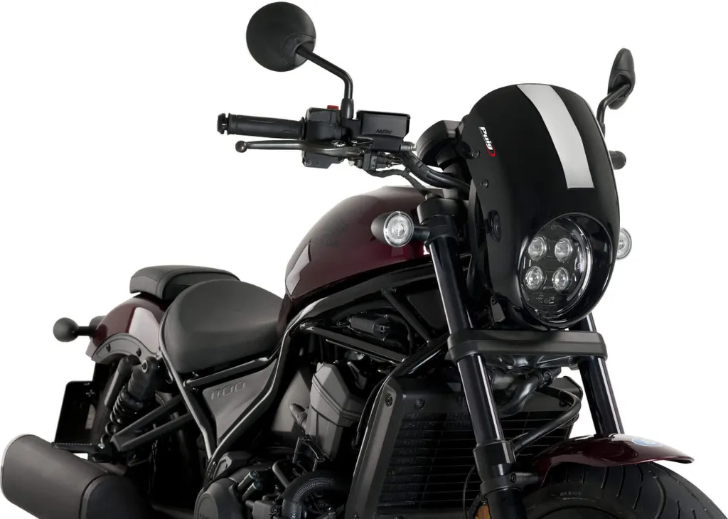 Bulle PUIG semi-fumée noire 385x250mm pour moto Honda de route
