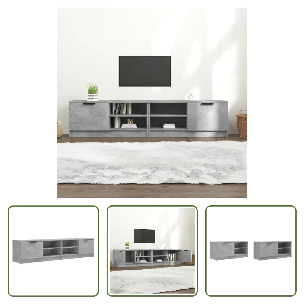 Mobili Porta TV Grigio Cemento 80x35cm | Design Living 2 Pezzi