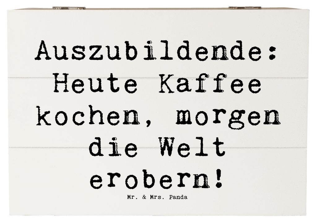 Mr. & Mrs. Panda Holzkiste Spruch Auszubildender Abenteuer 22 x 15 cm - Weiß - Geschenk, holzkästchen, Berufsprodukte, Unterstützung, Motivation...