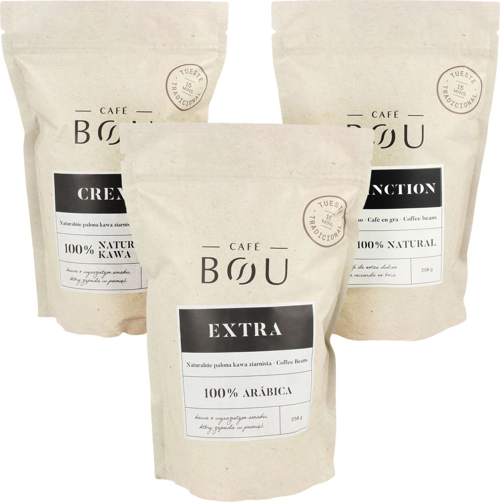 Gemahlener Kaffee BOU Café NATURAL 3x 250g verschiedene Geschmacksrichtungen Espana, EXTRA, CREMA, DISTINCTION