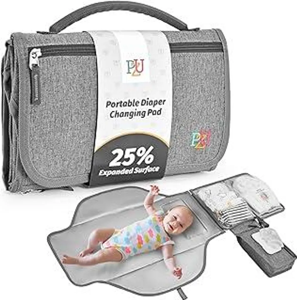 Fasciatoio Portatile Neonato Grigio con Tasche | Robusto e Lavabile