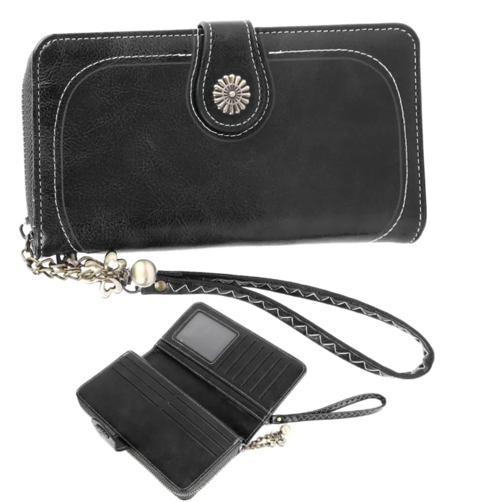 Portafoglio Donna Grande Ecopelle Nero | Business Organizer 19cm - 11