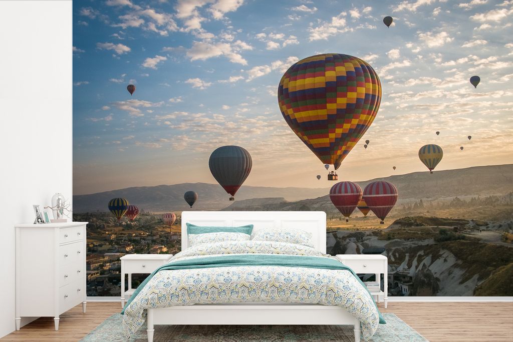 MuchoWow Fototapete für Wohnzimmer oder Schlafzimmer Wandtapete Vinyl Motivtapete Heißluftballon - Natur - Türkei - 525x350 cm - Das Hintergru...