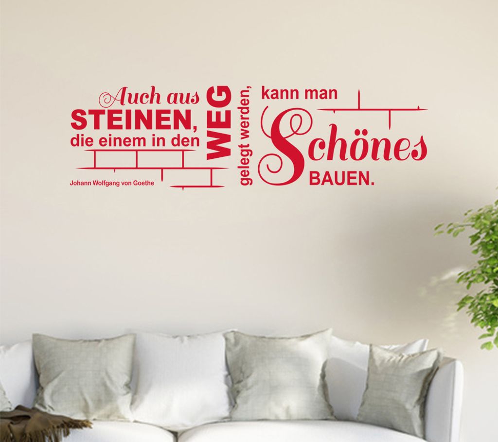 Auch aus Steinen, die einem ... Wandtattoo in 6 Größen - Wandaufkleber Wall Sticker - Dekoration, Küche, Wohnzimmer, Schlafzimmer, Badezimmer