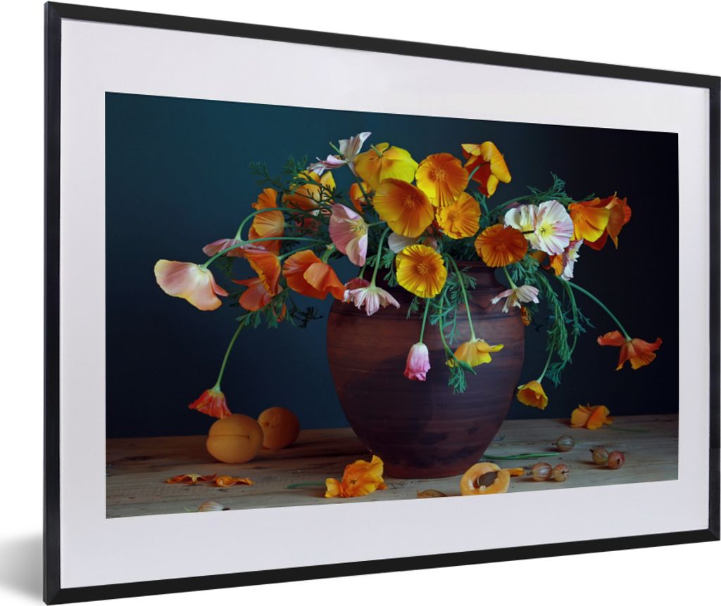 MuchoWow Gerahmtes Poster Vase - Farben - Stilleben 60x40 cm - Poster mit Schwarzem Bilderrahmen Wandposter Rahmen Foto Bilder - Schlafzimmer - P...