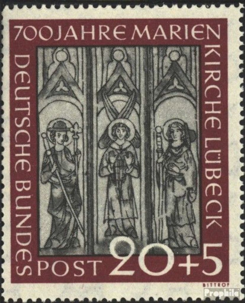 Briefmarken BRD (BR.Deutschland) 1951 Mi 140 postfrisch 700 Jahre Marienkirche Lübeck