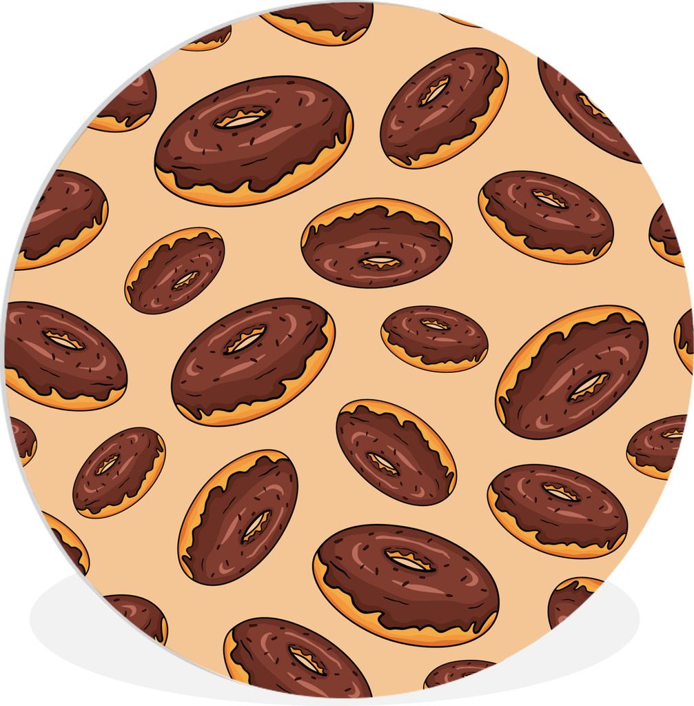 MuchoWow Rundes Wandbild - Runde Bilder Gestaltung - Donut - Schokolade Ø 60 cm Kreis Wanddekoration Kunststoff - Wandkreis - Wandschmuck - Wand...