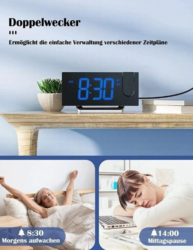 Radiowecker,Digital Wecker mit Projektion Produktbild 5