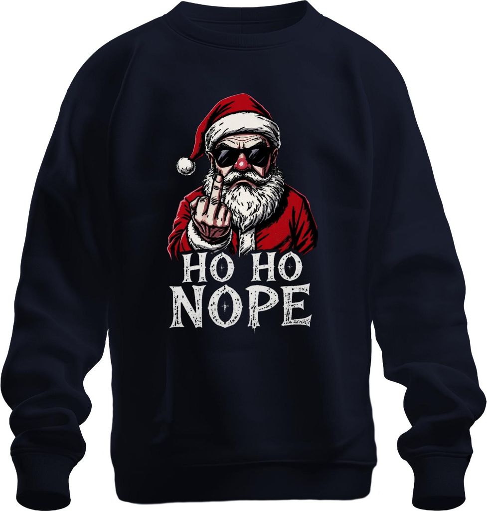 HO HO NOPE Weihnachtsmann Mittelfinger sarkastisch lustig Uni Sweatshirt Pullover, Navy, L