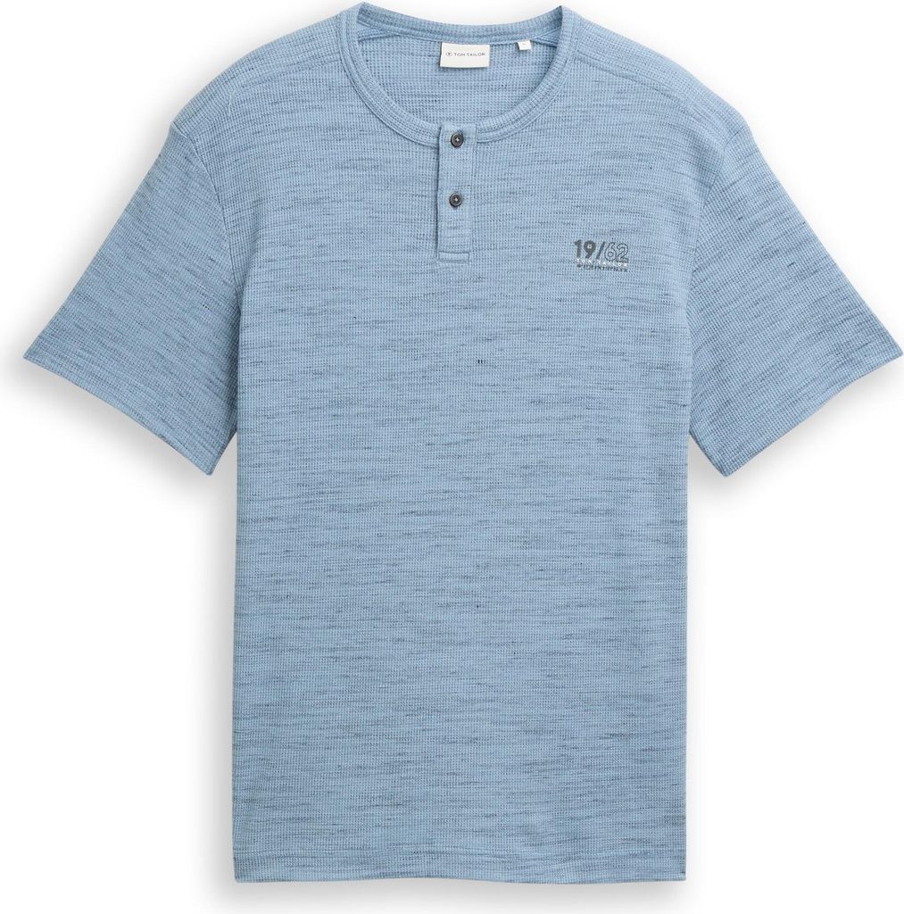Henley T-Shirt in Melange-Optik