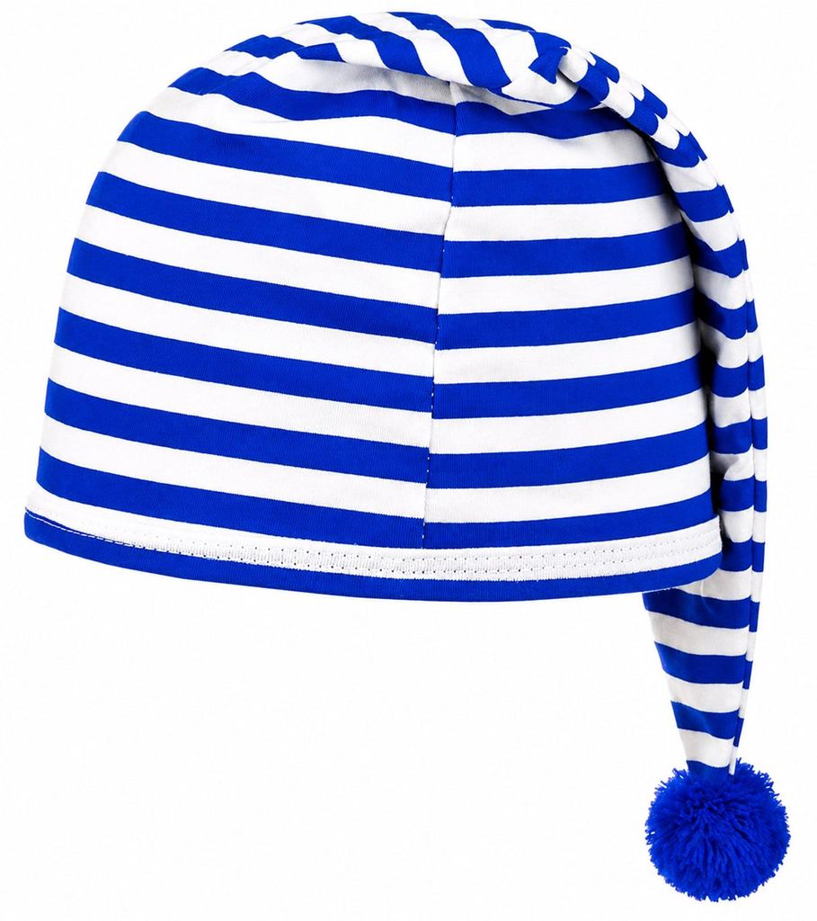 Kinder Schlafmütze mit Bommel - Baumwolle | Blau Weiß Produktbild 