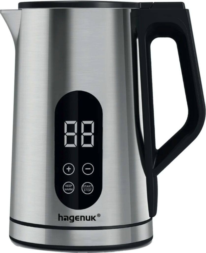 Hagenuk Digitaler Wasserkocher 1,7L 2200W Temperaturwahl in 10° Schritten Cool-Touch