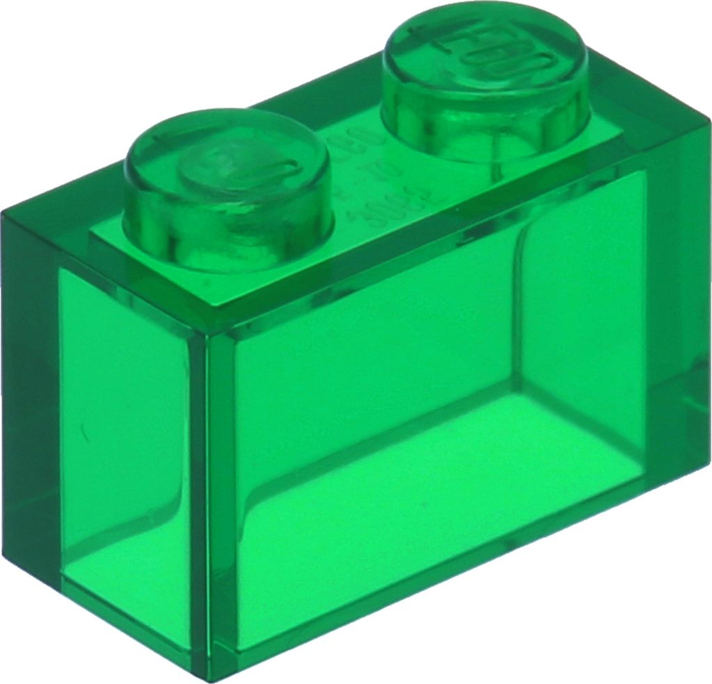 Lego 1x2 Stein 3065 - 10 Stück Transparent Grün