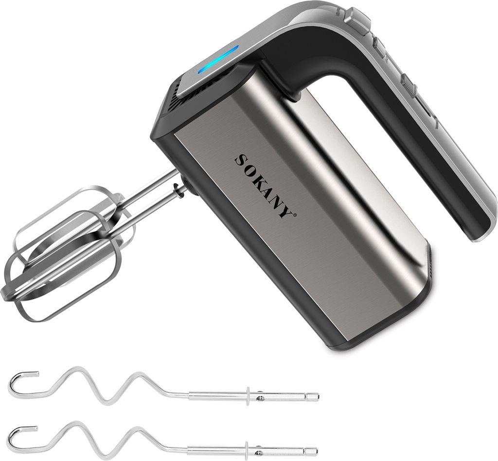 Elektrischer Handmixer 800W Edelstahl Handrührgerät Handrührer 5 Geschwindigkeiten mit 2 Rührbesen und 2 Knethaken