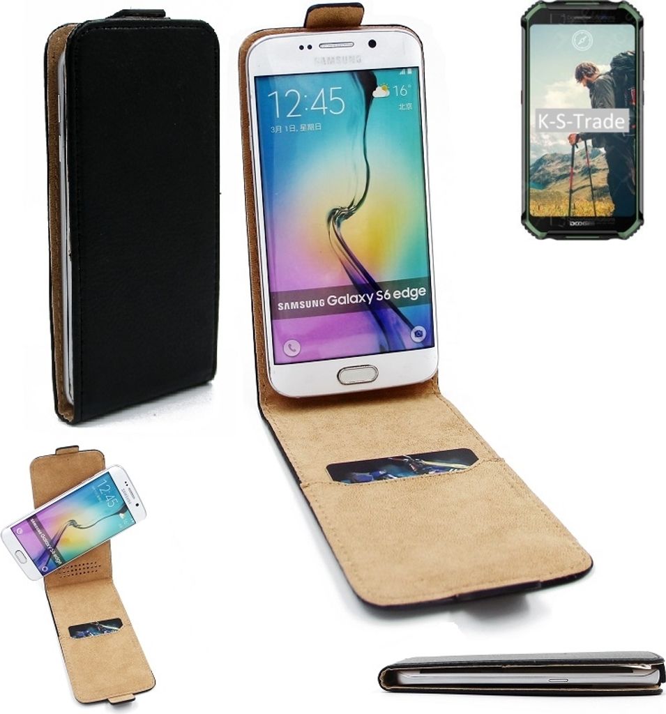 K-S-Trade Schutzhülle Handyhülle kompatibel mit Doogee S40 Flipstyle 360° Smartphone Tasche, schwarz, Case Flip cover