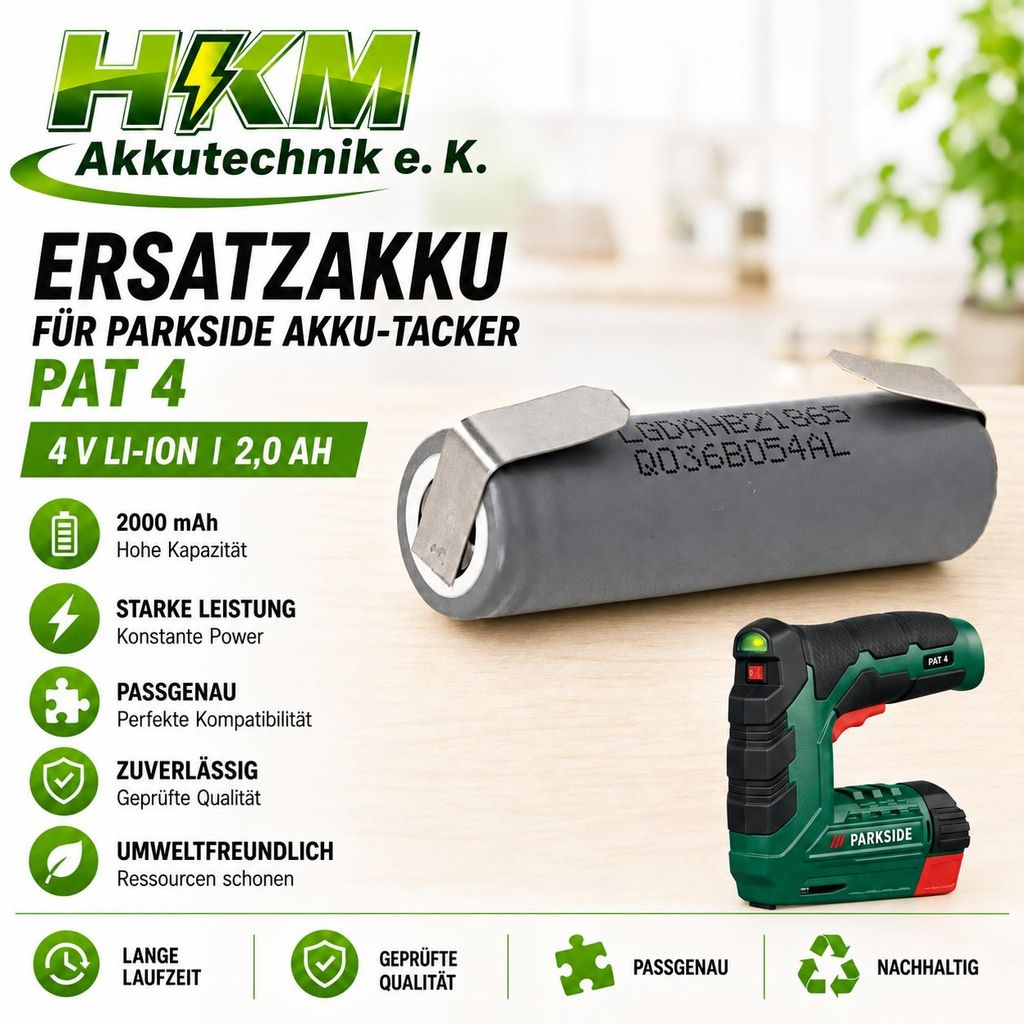Ersatzakku für Parkside Akku Tacker PAT 4 - 4 V Li- 2 Ah Produktbild 