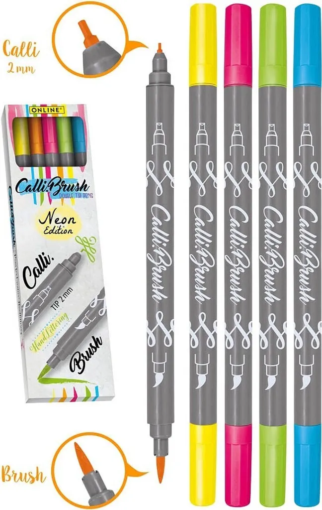 Set Calli.Brush Double Pointe avec Encre à Base d'Eau Couleurs Assorties